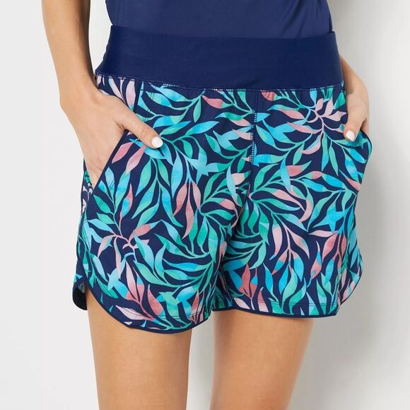 Lands End Quick Dry Elastic Waist Swim Shorts Size 14 - Picture 1 of 6